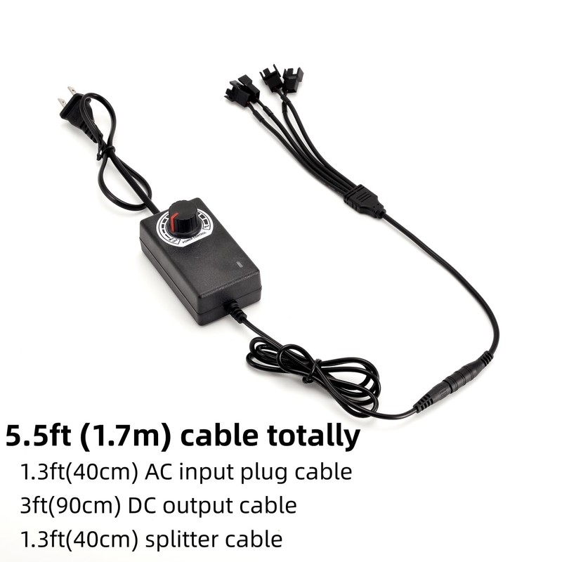 12V PC Fan Speed Controller, Fan Power Supply 100-240V AC