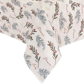 Elrene Home Fashions Holiday Tree Trimmings Fabric Tablecloth, 60" x 84" Oblong, Multi