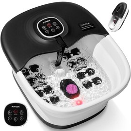 KNQZE Electric Collapsible Foot Spa with Heat, 16 Massage Rollers, Bubble, Foot Care, Comfort Deep Tissue Foot Soaker Tub for Home Use, Remote Control - Color: Blue