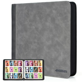 JoyHood Trading Card Binder for TCG Cards, Holds Up to 960 Cards, Hockey Card Folder Album Books Case with Zipper Fits PM MTG OPCG, Gifts for Boys/Girls (Grey)