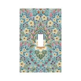 William Morris Vintage Floral 1 Gang Light Switch Cover Plate Decorative Single Toggle Wall Plate Electrical Faceplate Switchplate for Bathroom Home Bedroom Decor 5 * 3 Inch