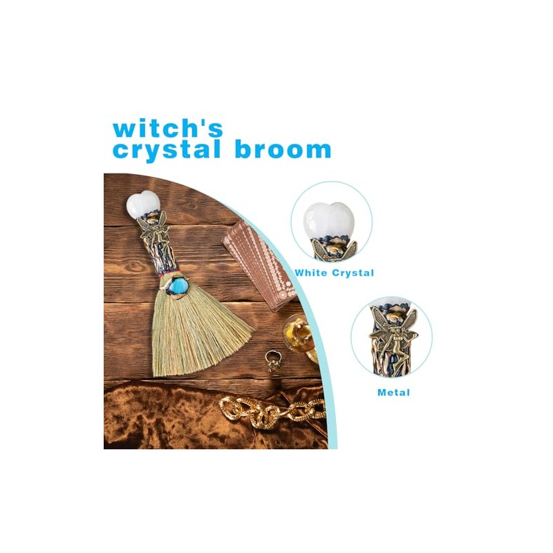 Xuoxeji Xuoxeji Crystal Witch Wiccan Altar Broom,Witchcraft Witches Pagan Altar
