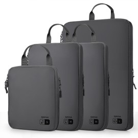 EPICKA Ultra-Lightweight Compression Packing Cubes - 4 Set Water Resistant Durable Travel Organizers Bags, Expandable Travel Accessories for Carry on, Luggage, Suitcase, Backpack (Dark Grey)