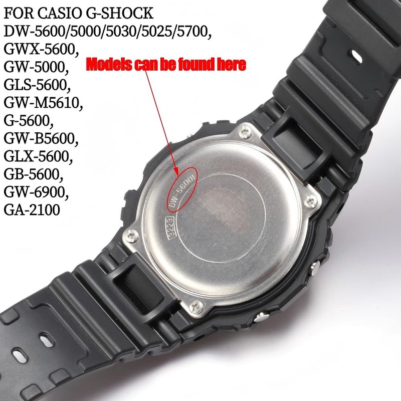 WRISTARMOR Men's Resin strap Compatible with Caiso G-Shock DW5600E DW6900