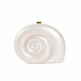 WuDiaoer Women Pearl Acrylic Shell Purse Conch Acrylic Clutch Trendy Beach Purse Snail Shape Evening Handbag for Party Prom, Pearl White