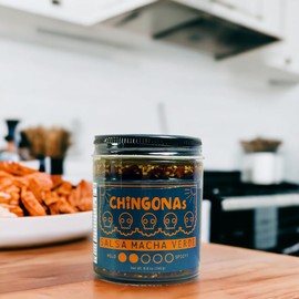 CHiNGONAs Salsa Macha Verde - Gourmet Mexican Oil-based Chili Crunch Sauce, Vegan and Gluten-Free, Crunchy Chili Oil, 6 oz