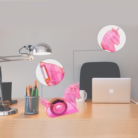 Hibucuo Tape Dispenser Desktop,Cute Unicorn Tape Dispenser, Pink Mini Tape Dispenser with Rainbow Refill Tape Washi Tape Dispenser Desktop Tape Holder for Kids School Office Stationery Crafts