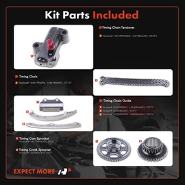 A-Premium 7PCS Engine Timing Chain Kit W/Tensioner & Guide & Sprocket [fits DOHC, 4Cyl 2.4L] Compatible with Honda Accord 2003-2007, CR-V 2002-2009, Element 2003-2011