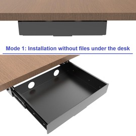 Under Desk Slide out Drawer 13.4" Wide with Cable Management