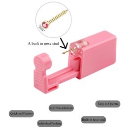 Orglace 4 Pack Nose Piercing Kit,Self Nose Piercing Gun with Nose Stud,Disposable Safe Sterile Piercing Tool at Home Salon for Women Men (Red G196#)
