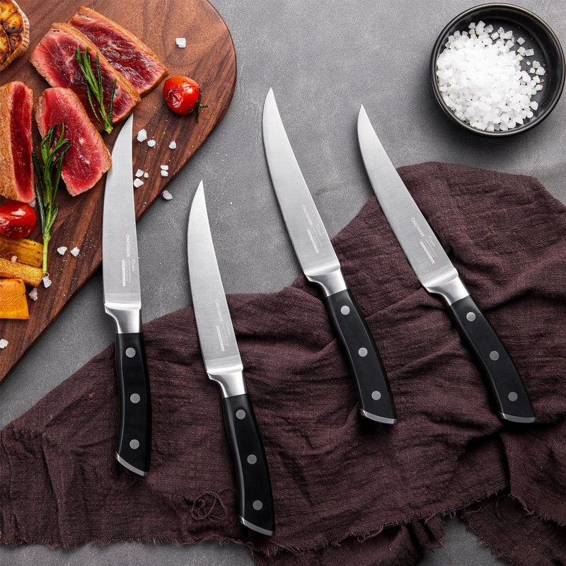 OAKSWARE Steak Knives, Non Serrated Steak Knife Set of 4,