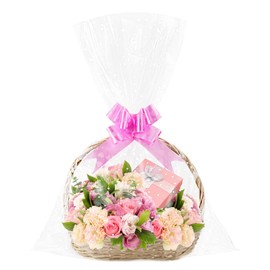Yotelab Large Cellophane Bags, White Heart Cellophane Wrap for Gift Basket, 22x33 Inches,10 Pieces