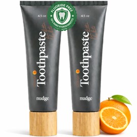 Nudge 10% Nano Hydroxyapatite Toothpaste, Remin+ with Vitamin E, Fluoride-Free, SLS Free, Helps Remineralize Enamel, Supports Dry Mouth Relief and Sensitive Teeth, Orange, 4.5 oz (Pack of 2)