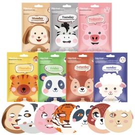 Sheet Face Masks Set, 7Pcs Face Masks Skincare, Fun Animal Printed Sheet Facial Masks, Face Mask Gift Sets for Teenage Girls Hydrating, Brightening, Soothing, Face Masks Beauty for All Skin Types