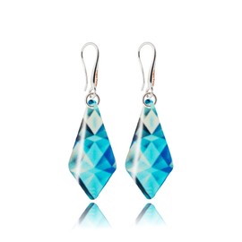 Handmade Long Geometric Dangle Earrings Jewellery for Women (Style 13 - Light and Dark Blue)