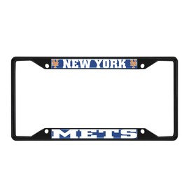 Fan Mats 31313: New York Mets Metal License Plate Frame Black Finish