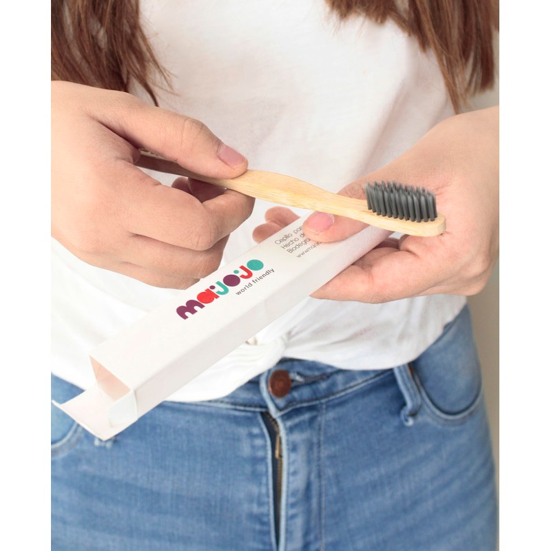 6 Cepillos de Bambú para los dientes con cerdas de