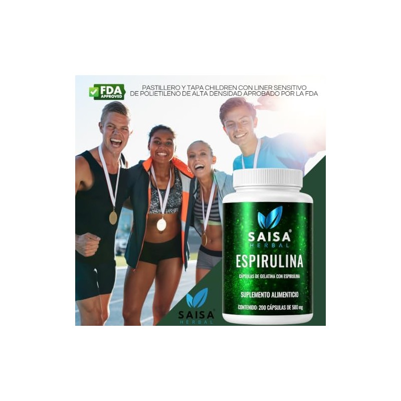 Alga Spirulina 100 Pura Bolsa Con 200 Cápsulas.