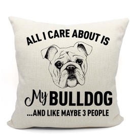 Mancheng-zi Funny Bulldog Mom Gifts Throw Pillow Cover, Bulldog Lover Gift, 18 x 18 Inch Funny Bulldog Cushion Cover for Sofa Couch Bed, Bulldog Owner Gift, Dog Lover Gift