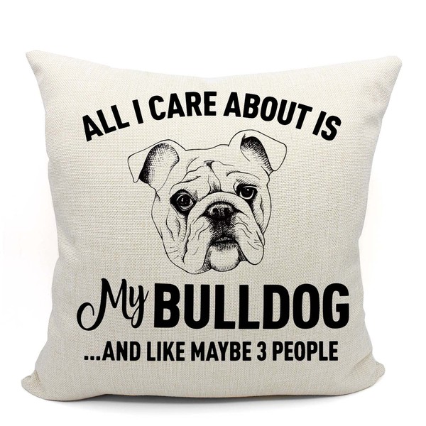 Mancheng-zi Funny Bulldog Mom Gifts Throw Pillow Cover, Bulldog Lover