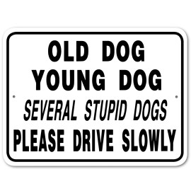 Noble Beasts Graphics Old Dog Young Dog Sign Aluminum 9 in X 12 in #32453375