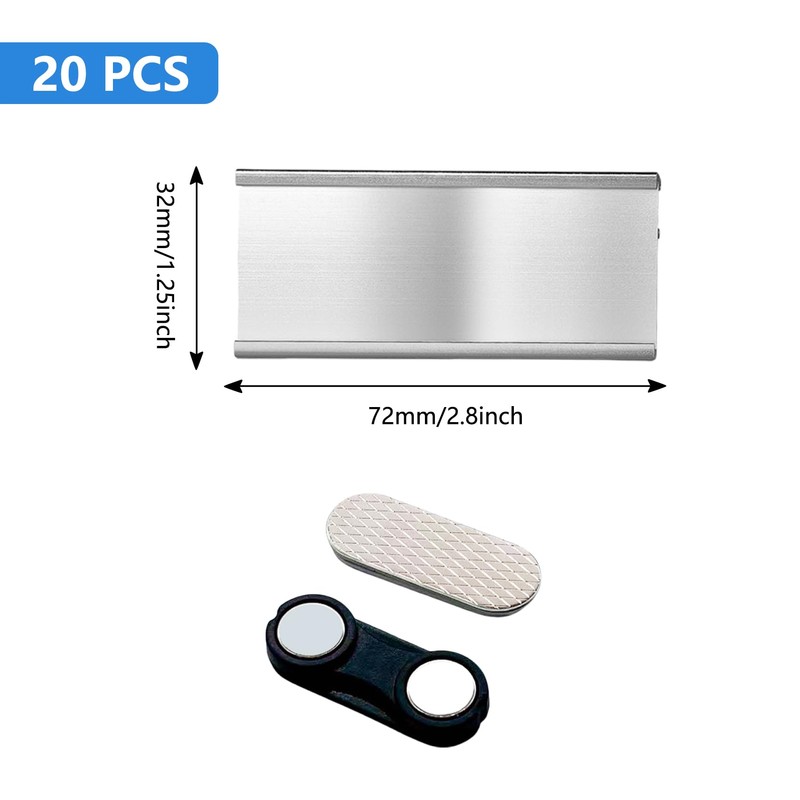 HAFRILY Pack of 20 Name Badges for Clothing, Magnet, Aluminium