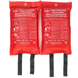 Fire Blanket XL 120 x 120 cm - DIN EN 1896 Standard 2019 - Fibreglass Extinguishing Agent, Signal Red - Eyelets for Hanging