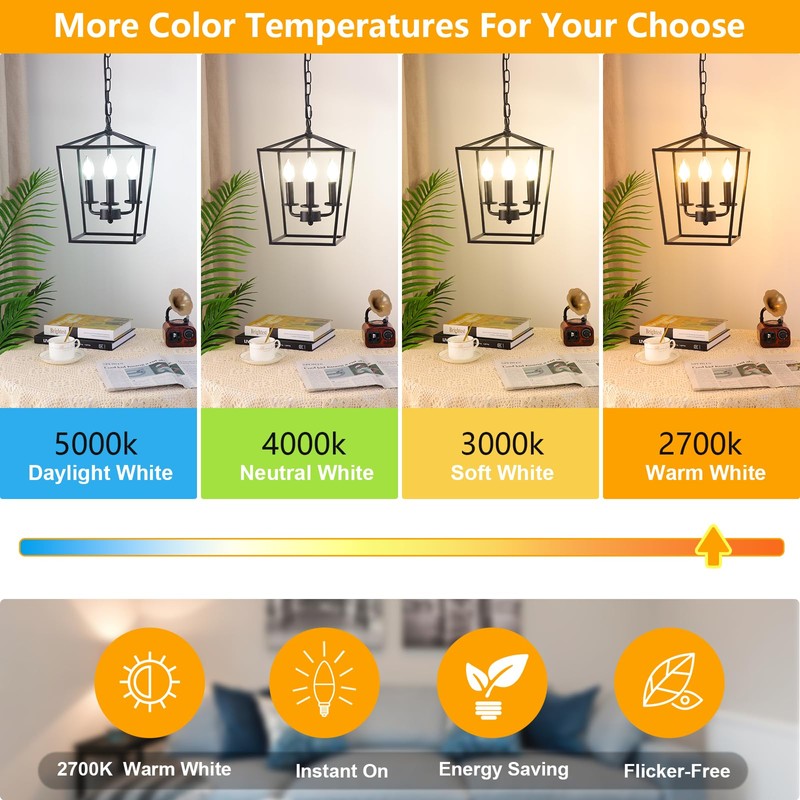 MAXvolador Dimmable E12 LED Candelabra Bulbs 60W Equivalent, Warm White