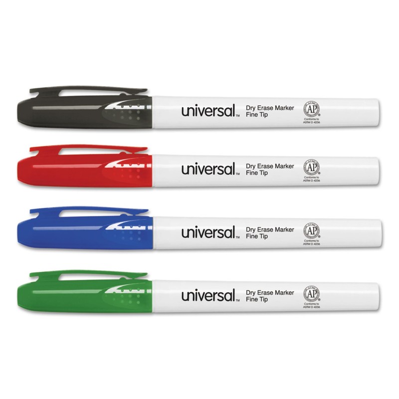 Universal Pen Style Dry Erase Marker, Fine Bullet Tip, Assorted