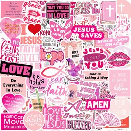 120pcs Pink Bible Verse Stickers - Waterproof Christian Jesus Scripture Stickers with Inspirational Quotes, Religious Faith-Based Gifts, Christian Easter Gifts for Kids Adults