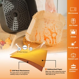 Air Fryer Paper Liners, 200pcs Air Fryer Liners Disposable, 6.3" Square Baking Liner for 2-4 qt Airfryer Basket, Non-stick and Oil Proof Parchment Paper for Oven, Pans & Baking