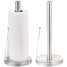 PEARL Kitchen Roll Stand: Set of 2 Stainless Steel Kitchen Roll Holder with Practical Roll Stop (Kitchen Roll Stand Stainless Steel, Roll Holder for Kitchen, Kitchen Towels)
