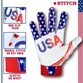 Dot Stitch Football Gloves (America, Adult Small)