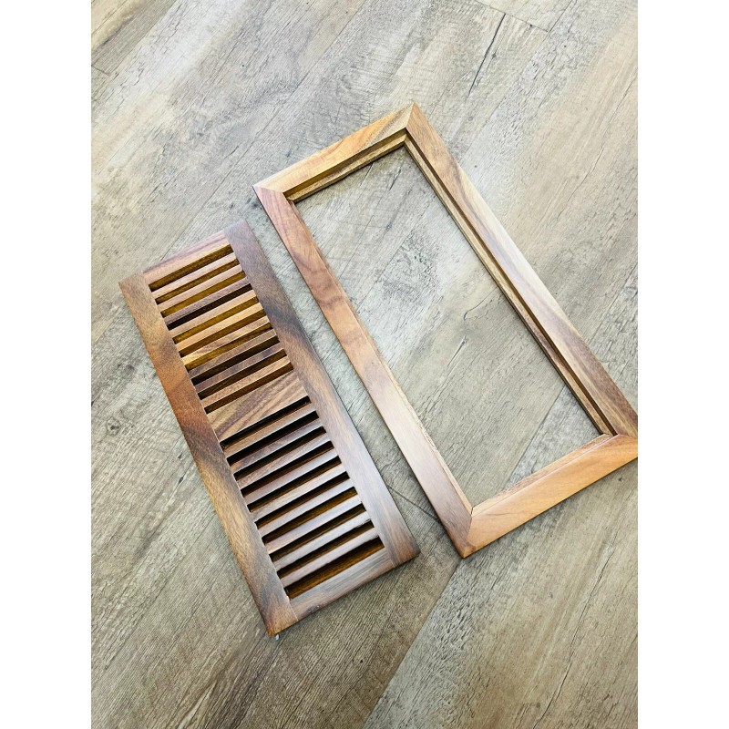 Elegance Plyquet Unfinished Acacia Wood Floor Vent Register, Flush Mount