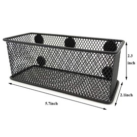 EASEPRES Magnetic Pencil Holder Set of 3 - Black Wire Mesh Storage Baskets Organizer with Strong Magnets - Perfect for Whiteboard, Refrigerator and Locker Accessories