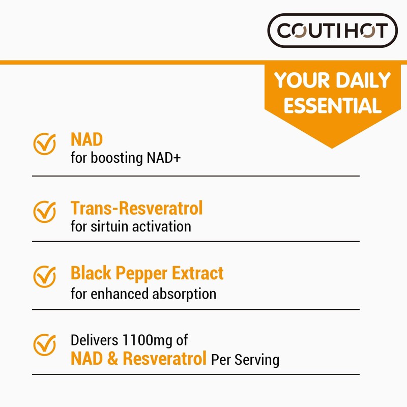 1100mg NAD and Trans-Resveratrol Capsules with 50mg Black Pepper Extract