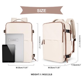 coowoz Travel Backpack For Women Men Airline Approved,Beige Brown Carry On Backpack,Large Hiking Backpack Waterproof Outdoor Sports Rucksack Casual Daypack Fit 15.6 Inch Laptop Backpack