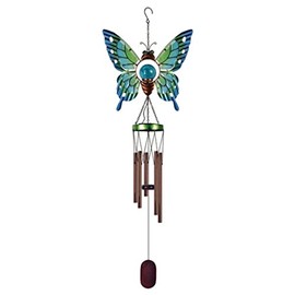 Sunset Vista Designs 93823 Collection Solar Wind Chime, Butterfly, 38-inch Height