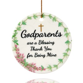 Godparents Christmas Ornament 2024, God Parents Presents Gifts, Godparent Gift for Parents in Law,2.9inch Ceramic Christmas Tree Ornament Keepsake Gifts for Godparents Ornament