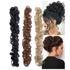 Extension De Cabello Banda Elástica Para Chongo Coleta 1pz banda para el pelo para mujeres (CAFE MEDIO)