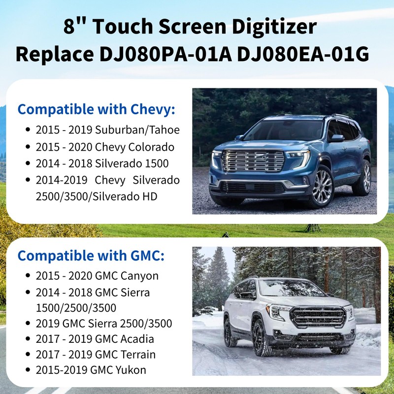 YNKTNVUN 8” Touch Screen Digitizer Compatible with 2014-2019 GMC Canyon
