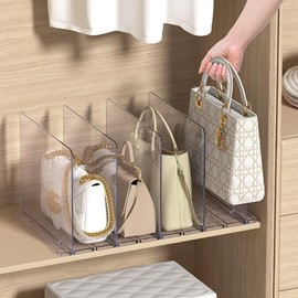 Purse Organizer for Closet, 5 Pack Adjustable Acrylic Shelf Dividers for Closet Organization, Closet Organizers and Storage, Purse Separator Handbag Storage Organizer, Purse Dividers for Closet
