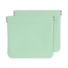 sourcing map 2Pcs Coin Purse for Women, Leather Small Organizer Pouch, Portable Mini Storage Makeup Bag for Purse, Green (5"x5")