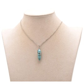 Paialco Collar con colgante de cristal natural con cable a mano, 45,7 cm azul