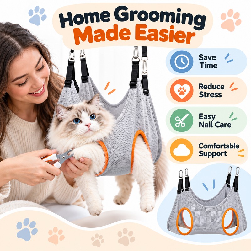 Adjustable Polyester Pet Grooming Hammock Sling for Cat and Small