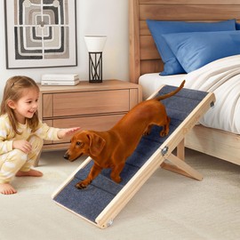 iPetba Dog Ramp for Bed & Couch for Small Dogs - Joint-Friendly, Anti-Slip, Folding, Adjustable, Portable, Up to 35 lbs