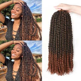 8 Packs Pre-twisted Crochet Passion Twist Hair 18 Inch Ombre Brown Passion Twist Crochet Hair Pre-looped Crochet Braids for Black Women Passion Twists Braiding Hair Synthetic Hair Extensions