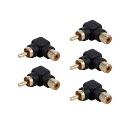 Alnicov 5PCS RCA Male to RCA Female 90 Degree Right Angle Plug Adapters for Cable Lead