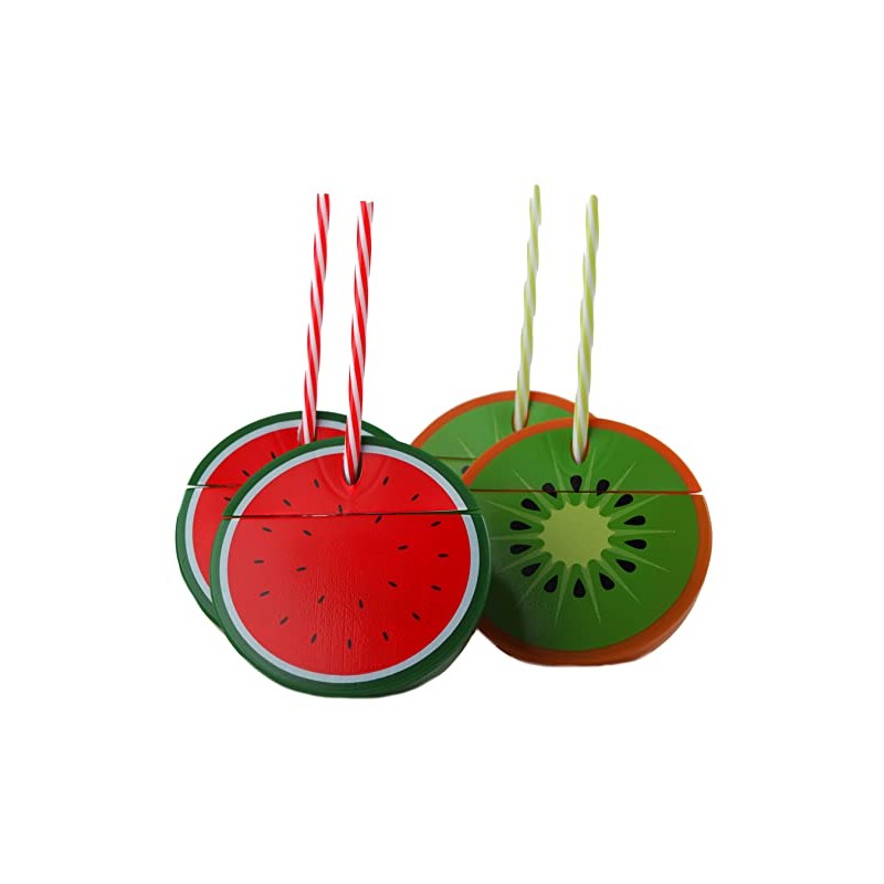 BWG Watermelon Kiwi Novelty Drinking Cups with Lid & Reusable