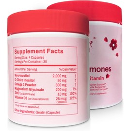 Happy Hormones PCOS Multivitamin Capsules - Myo-Inositol and D-Chiro Inositol Supplement - Omega-3 and Vitamin D3 Supplement Capsules - 40:1 Ratio, 120 Easy Swallow Caps